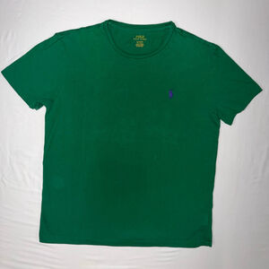 Polo Ralph Lauren TShirt Mens M Green Purple Pony Logo Cotton Slim Fit Preppy
